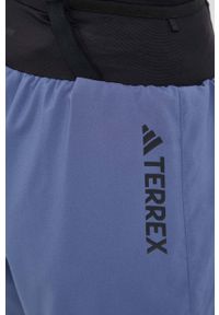 adidas TERREX szorty sportowe Agravic damskie kolor niebieski z nadrukiem high waist. Stan: podwyższony. Kolor: niebieski. Materiał: tkanina, skóra, materiał. Wzór: nadruk. Styl: sportowy #2