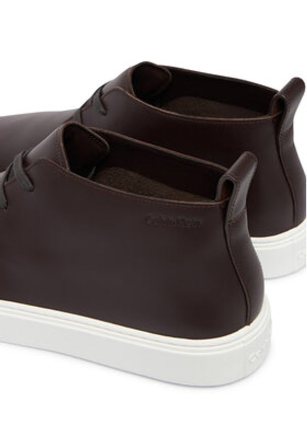 Calvin Klein Sneakersy Hybrid Clean Cup Mid Boot Lth HM0HM02010 Bordowy. Kolor: czerwony. Materiał: skóra