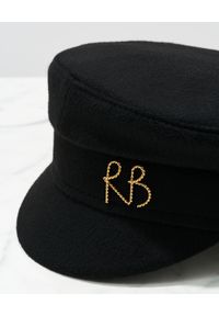RUSLAN BAGINSKIY - Czarny wełniany kaszkiet z monogramem. Kolor: czarny. Materiał: wełna #5