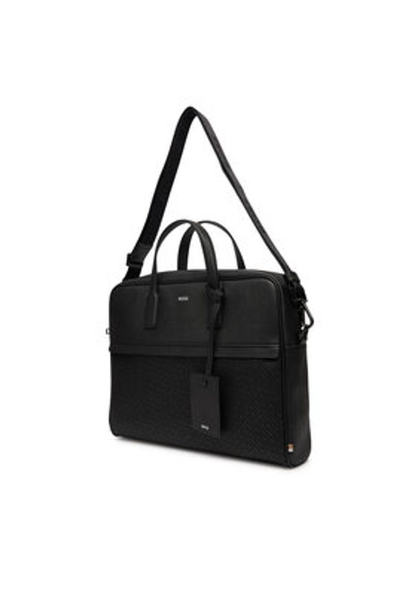 BOSS Torba na laptopa 50548188 Czarny. Kolor: czarny. Materiał: skóra