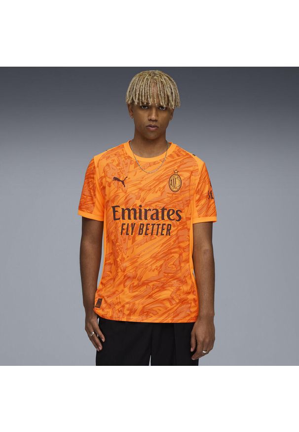 Puma - Męska koszulka bramkarska AC Milan 25/26 PUMA Heat Fire Black Orange. Kolor: czarny, pomarańczowy, wielokolorowy, żółty. Materiał: tkanina. Sport: piłka nożna