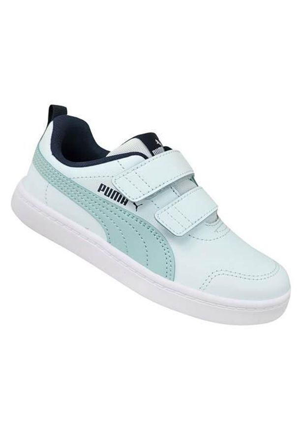 Buty do chodzenia dla dzieci Puma Courtflex V2 V Ps. Zapięcie: rzepy. Kolor: niebieski. Materiał: guma, materiał, tkanina, syntetyk. Szerokość cholewki: normalna. Sport: turystyka piesza