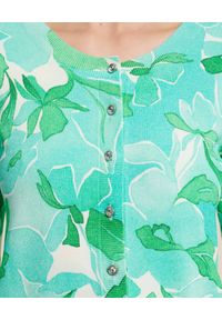 Luisa Spagnoli - LUISA SPAGNOLI - Dzianinowy kardigan z printem CERATA. Kolor: zielony. Materiał: dzianina. Wzór: nadruk #4
