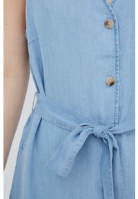 Vero Moda Sukienka mini rozkloszowana. Kolor: niebieski. Materiał: tkanina, jedwab, materiał, lyocell. Typ sukienki: rozkloszowane. Długość: mini #5