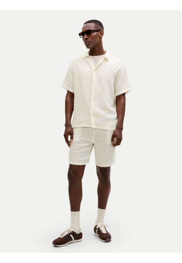 Jack & Jones Szorty materiałowe Jaiden 12274758 Biały Relaxed Fit. Kolor: biały. Materiał: bawełna