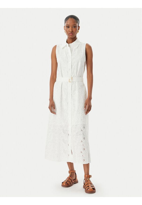 LOLA CASADEMUNT Sukienka koszulowa LS2616144 Biały Regular Fit. Kolor: biały. Materiał: bawełna. Typ sukienki: koszulowe