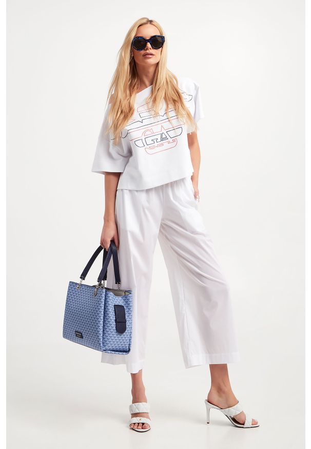 Emporio Armani - Bluza EMPORIO ARMANI. Długość rękawa: krótki rękaw. Długość: krótkie. Wzór: nadruk