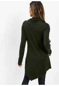 Długi sweter bonprix nocny oliwkowy. Kolor: zielony. Długość: długie #5