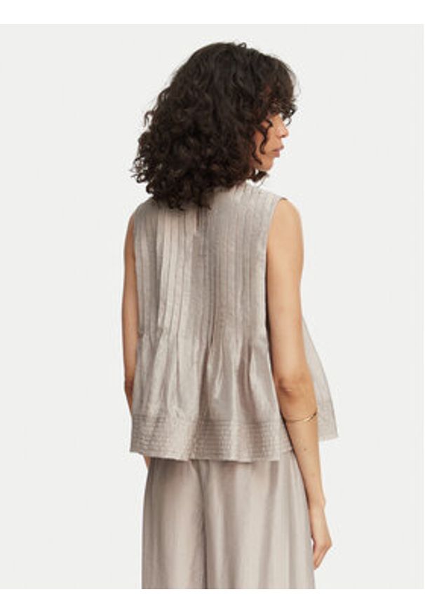 Eleh Bluzka SS260268 Beżowy Regular Fit. Kolor: beżowy. Materiał: wiskoza