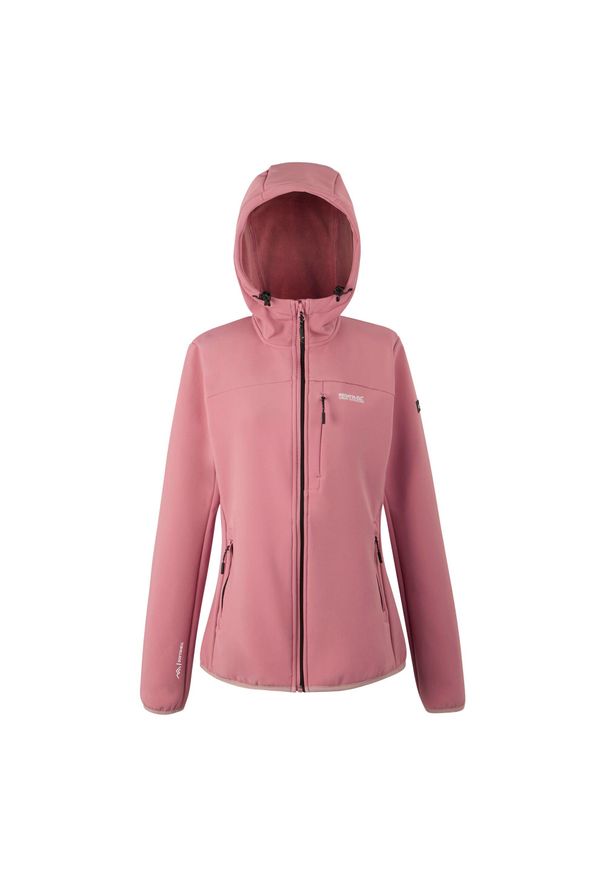 Regatta - Kurtka damska softshell przeciwdeszczowy Ossek. Kolor: różowy. Materiał: softshell. Sport: turystyka piesza