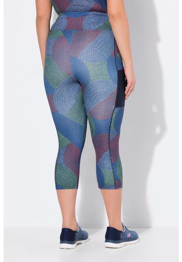 ULLA POPKEN - Damskie Legginsy funkcyjne 3/4 szybkoschnące. Kolekcja: plus size. Kolor: niebieski. Materiał: poliester, materiał