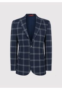 Pako Lorente - PAKO LORENTE – Granatowa marynarka casual w jasną kratkę. Okazja: na co dzień. Kolor: niebieski. Materiał: poliester, wełna, elastan. Wzór: kratka. Styl: casual #4