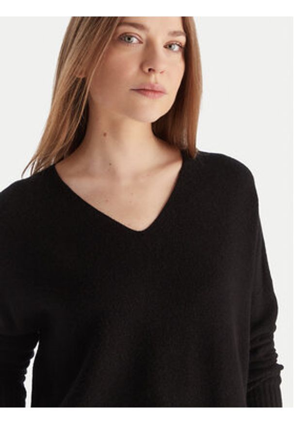 Kontatto Sweter 3M0842C Czarny Relaxed Fit. Kolor: czarny. Materiał: wiskoza