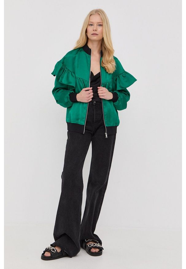 Karl Lagerfeld kurtka 221W1400 damska kolor zielony przejściowa. Okazja: na co dzień. Kolor: zielony. Materiał: materiał, włókno. Wzór: gładki. Styl: casual