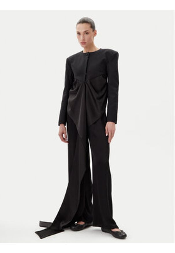 Eleh Marynarka ESS250171 Czarny Regular Fit. Kolor: czarny. Materiał: bawełna