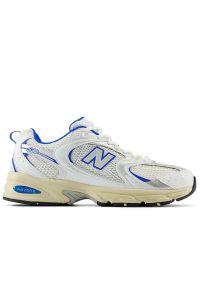 Buty New Balance MR530EA - biało-niebieskie. Okazja: na co dzień. Kolor: biały, wielokolorowy, niebieski. Materiał: materiał, skóra, syntetyk. Szerokość cholewki: normalna. Sezon: lato