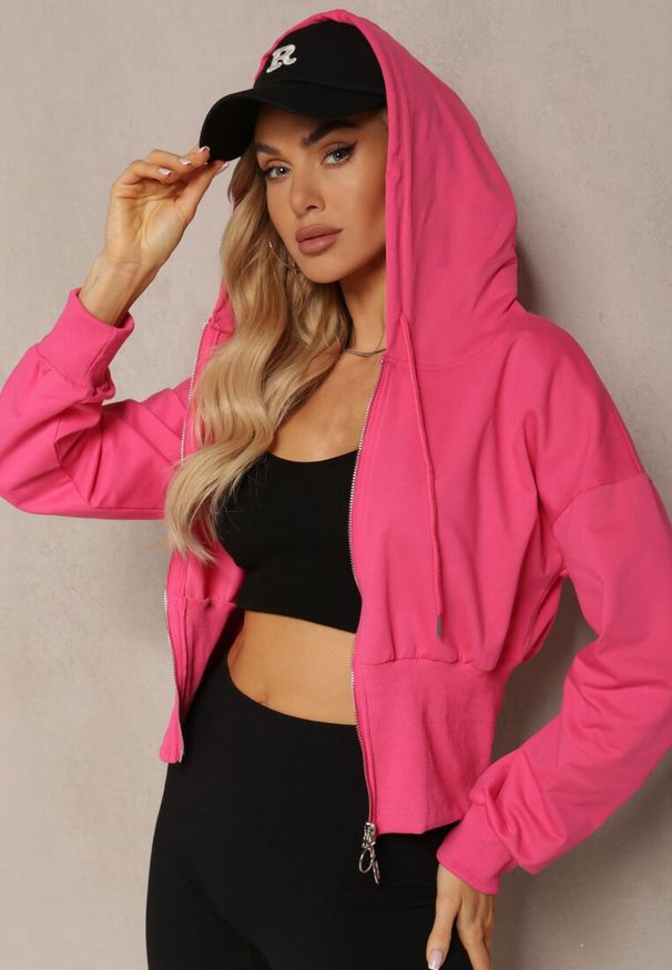 Renee - Fuksjowa Taliowana Bluza z Kapturem Zapinana na Zamek Błyskawiczny Vireapa. Typ kołnierza: kaptur. Kolor: różowy. Styl: klasyczny