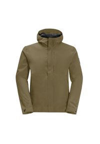 Kurtka przeciwdeszczowa męska Jack Wolfskin Mainkai. Kolor: brązowy. Sport: turystyka piesza