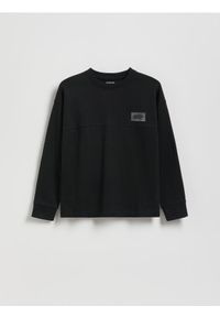 Reserved - Bawełniany longsleeve - czarny. Kolor: czarny. Materiał: bawełna. Długość rękawa: długi rękaw