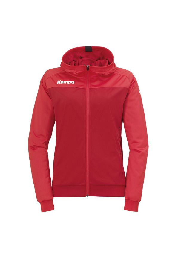 KEMPA - Kurtka damska Kempa Prime Multi. Typ kołnierza: kaptur. Kolor: czerwony. Wzór: prążki. Sport: fitness