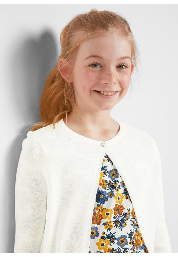 bonprix - Bolerko dzianinowe. Okazja: na co dzień. Kolor: biały. Materiał: dzianina. Styl: casual