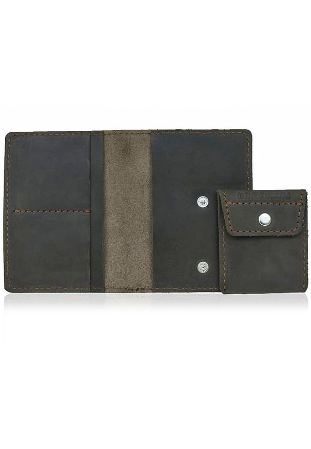 Skórzany cienki portfel slim wallet z bilonówką BRODRENE SW01+ ciemnobrązowy. Kolor: brązowy. Materiał: skóra