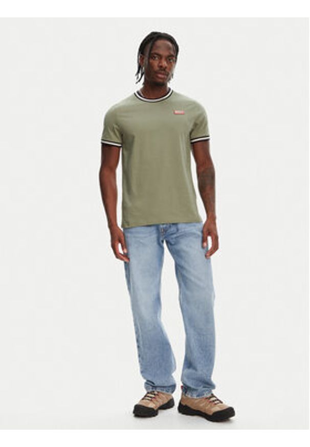 Hunter T-Shirt Eigg Ringer HARM0032251 Khaki Regular Fit. Kolor: brązowy. Materiał: bawełna