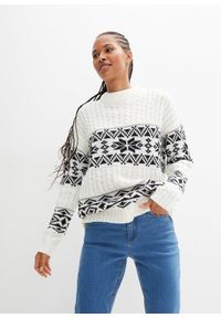 bonprix - Sweter w norweski wzór. Kolor: biały #1