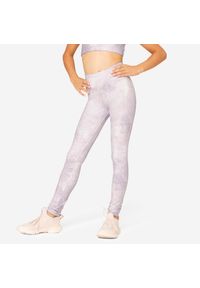 Decathlon - Legginsy dziecięce Domyos. Kolor: fioletowy. Materiał: poliester, elastan, materiał. Styl: sportowy