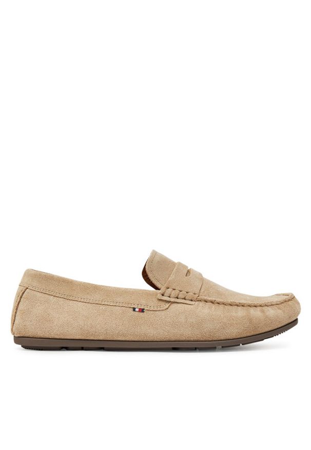 TOMMY HILFIGER - Tommy Hilfiger Mokasyny Casual Hilfiger Suede Driver FM0FM04998 Beżowy. Okazja: na co dzień. Kolor: beżowy. Materiał: skóra, zamsz. Styl: casual