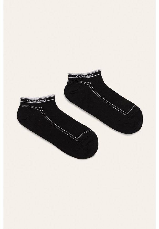 Calvin Klein - Skarpetki (2-pack). Kolor: czarny. Materiał: bawełna, materiał, poliamid, elastan. Wzór: nadruk