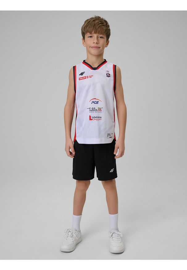 4f - 4F Koszulka meczowa replika domowa z sezonu 2025/26 dziecięca 4F x Start Lublin - biała 98/104. Kolor: biały. Materiał: materiał. Wzór: nadruk. Sezon: lato. Sport: fitness