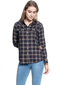 Wrangler - DAMSKA KOSZULA MATERIAŁOWA WRANGLER WESTERN CHECK SHIRT NAVY W5N1O9114. Materiał: materiał #7