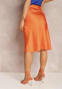 Renee - Pomarańczowa Spódnica Tymysus. Kolor: pomarańczowy. Materiał: tkanina. Wzór: kropki, aplikacja. Sezon: lato. Styl: elegancki #3