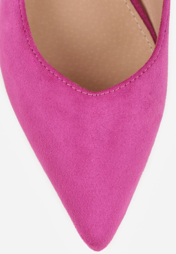 Born2be - Fuksjowe Sandały Vices ze Skórzaną Wkładką i Noskiem w Szpic Anniles. Okazja: na spacer, na spotkanie biznesowe, do pracy. Zapięcie: pasek. Kolor: różowy. Materiał: skóra. Sezon: lato. Obcas: na obcasie. Styl: biznesowy, elegancki, klasyczny. Wysokość obcasa: niski