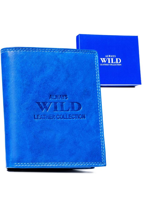 ALWAYS WILD - Portfel skórzany Always Wild AW-N890-MAL niebieski. Kolor: niebieski. Materiał: skóra