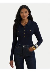 Lauren Ralph Lauren - LAUREN RALPH LAUREN Sweter 200P03459001 Granatowy Slim Fit. Kolor: niebieski. Materiał: wiskoza #1
