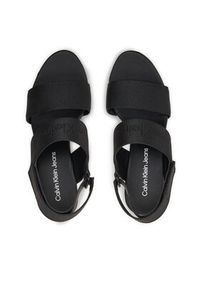 Calvin Klein Jeans Sandały Wedge Sandal Webbing In Mtl YW0YW01479 Czarny. Kolor: czarny