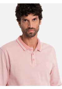 Ombre Clothing - Męski melanżowy longsleeve polo z haftem – różowy melanż V2 OM-POLS-0129 - XXL. Okazja: na co dzień. Typ kołnierza: polo. Kolor: różowy. Materiał: dzianina, bawełna. Długość rękawa: długi rękaw. Długość: długie. Wzór: melanż, haft. Styl: klasyczny, sportowy, casual