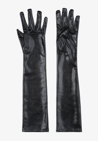 Renee - Czarne Długie Rękawiczki Welurowe Neginah. Kolor: czarny. Materiał: welur. Wzór: jednolity, aplikacja, gładki. Styl: elegancki #6