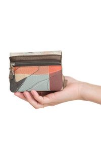 Portfel damski Anekke, z klapką ozdobiony charakterystycznym nadrukiem i metalowym logo wyposażony w kieszeń na monety, złoty, 42809-016. Kolor: złoty. Wzór: nadruk, aplikacja #6