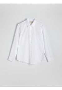 Reserved - Bawełniana koszula slim fit - biały. Kolor: biały. Materiał: bawełna