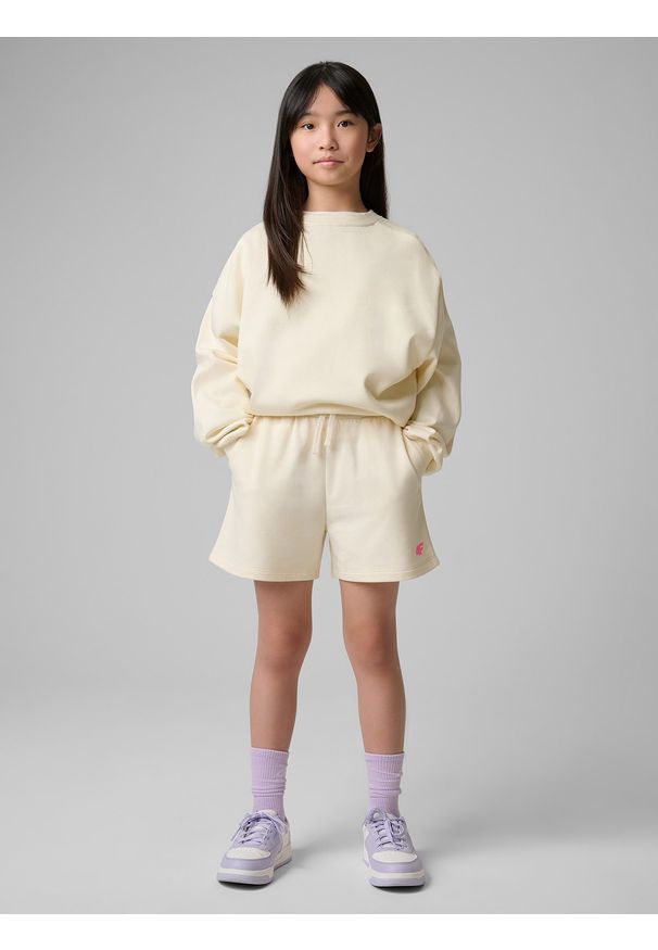 4f - 4F Spodenki dresowe dziewczęce - białe 152 (11-12 lat). Kolor: biały. Materiał: dresówka. Sezon: lato