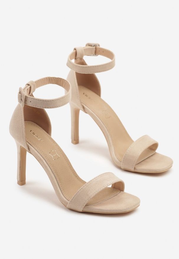Born2be - Beżowe Eleganckie Sandały na Szpilce Vices ze Skórzaną Wkładką Sonadira. Zapięcie: sprzączka. Kolor: beżowy. Materiał: skóra. Obcas: na szpilce. Styl: elegancki
