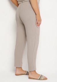 Born2be - Beżowe Spodnie o Prostym Kroju z Gumką w Talii Filavia. Okazja: na co dzień. Kolor: beżowy. Styl: sportowy, elegancki, casual