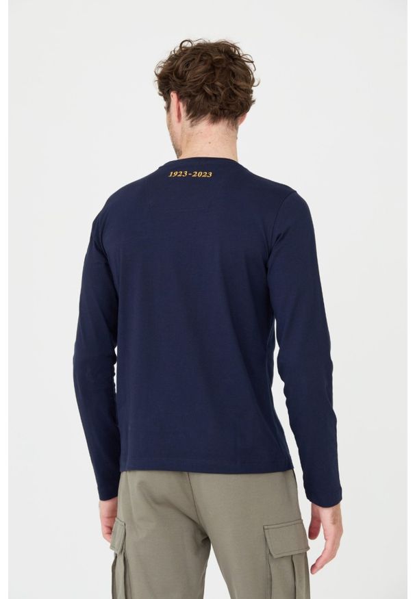 Aeronautica Militare - AERONAUTICA MILITARE Granatowy męski bawełniany longsleeve, Rozmiar XL. Kolor: niebieski. Materiał: bawełna. Długość rękawa: długi rękaw