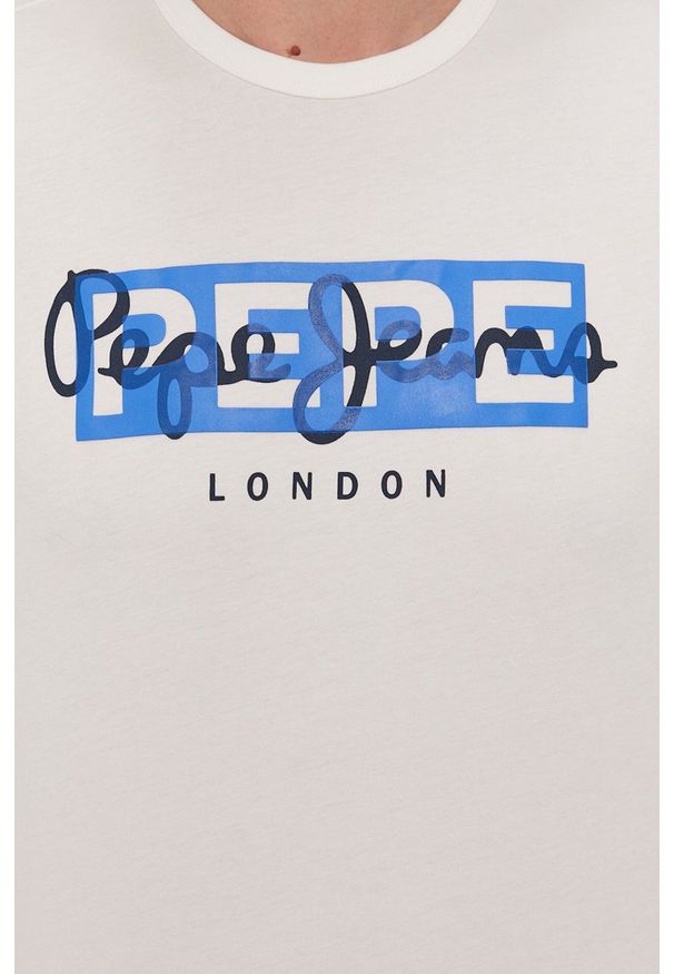 Pepe Jeans - T-shirt Godric. Okazja: na co dzień. Kolor: biały. Wzór: nadruk. Styl: casual