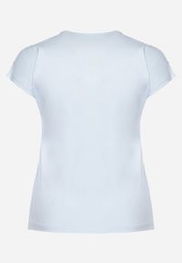 Born2be - Jasnoniebieski T-shirt z Krótkim Rękawem i Ozdobną Koronką Winneli. Okazja: na co dzień. Kolekcja: plus size. Kolor: niebieski. Materiał: koronka. Długość rękawa: krótki rękaw. Długość: krótkie. Wzór: koronka. Styl: klasyczny, casual, elegancki #7