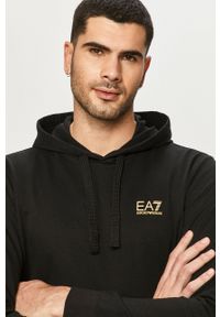 EA7 Emporio Armani bluza bawełniana męska kolor czarny z kapturem gładka. Okazja: na co dzień. Typ kołnierza: kaptur. Kolor: czarny. Materiał: bawełna. Wzór: gładki. Styl: casual #4