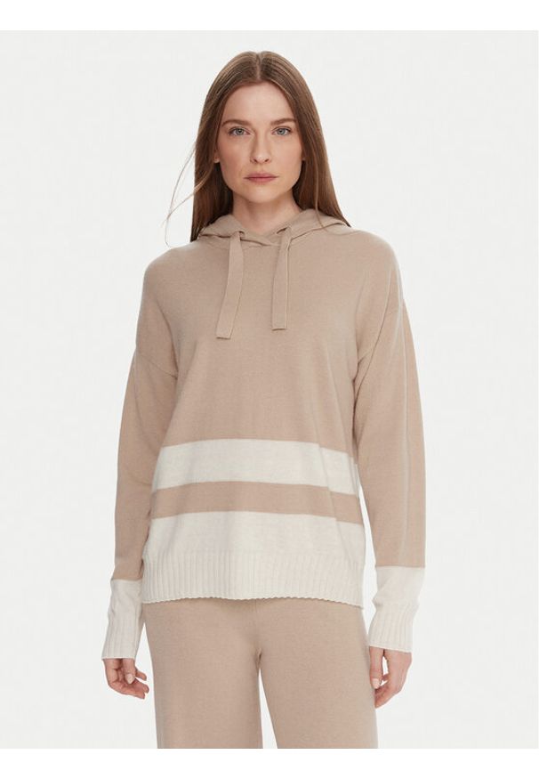 United Colors of Benetton - United Colors Of Benetton Sweter 102HE203V Beżowy Boxy Fit. Kolor: beżowy. Materiał: wełna, wiskoza